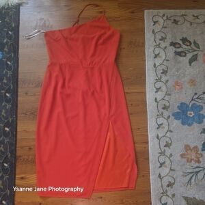 Lovers + Friends Red Sheath One Strap Dress With Slit